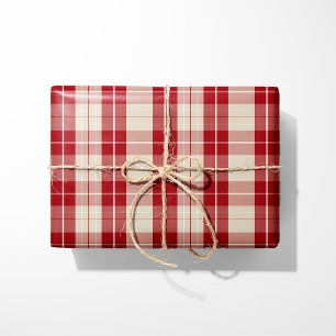 Classic Red and Cream Plaid Wrapping Paper
