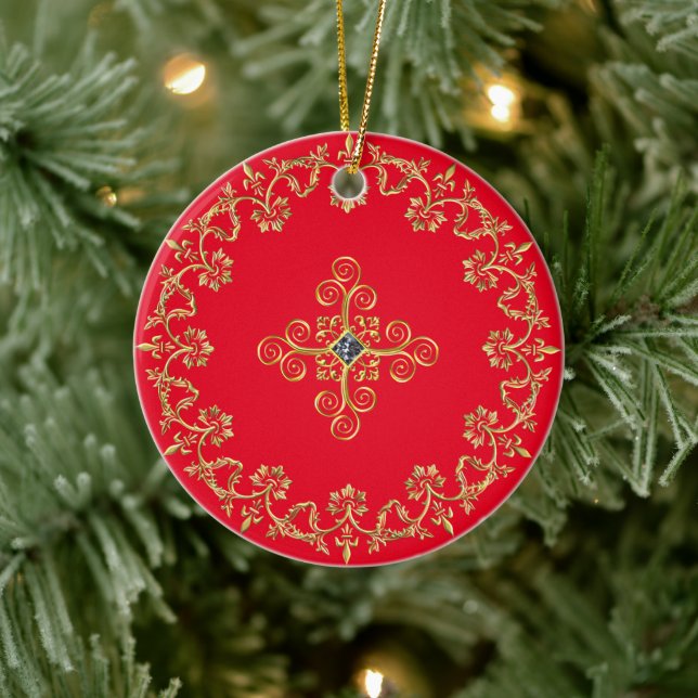 Classic Red and Gold Ceramic Tree Decoration (Tree)