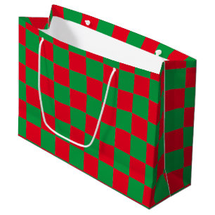 Classic Red and Green chequered pattern Large Gift Bag