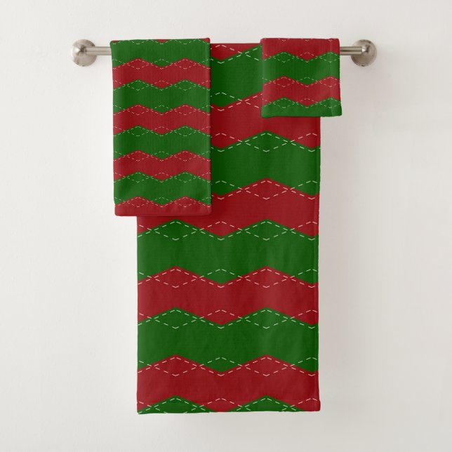 Classic red and green Christmas  Bath Towel Set (Insitu)