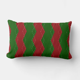 Classic red and green Christmas Lumbar Cushion