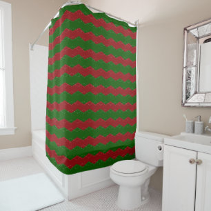 Classic red and green Christmas Shower Curtain