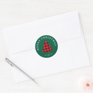 Classic Red and Green Christmas Tree Sticker