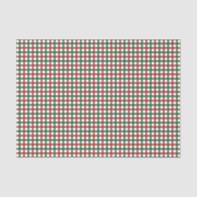 Classic Red and Green Gingham Plaid Christmas Tissue Paper (Front)