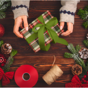 Classic Red and Green Plaid Christmas Holiday  Wrapping Paper