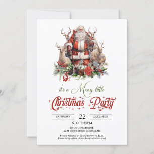 Classic red and green Santa Claus with reindeer Invitation
