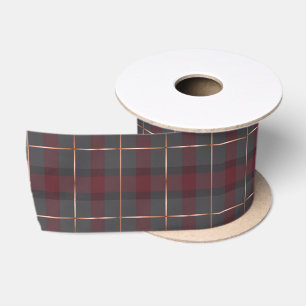 Classic Red and Grey Plaid Tartan Satin Ribbon