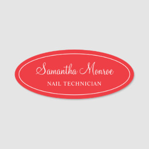 Classic Red and White Border Name Title Name Tag