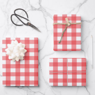 Classic Red and White Gingham Gift Wrapping Paper Sheet