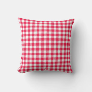 Classic Red and White Gingham Pattern Rustic Cushion