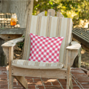 Classic Red and White Gingham Pattern Rustic Cushion
