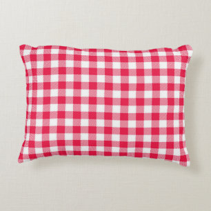Classic Red and White Gingham Pattern Rustic Decorative Cushion