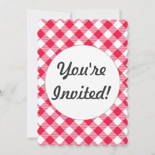 Classic Red and White Gingham Pattern Rustic Invitation