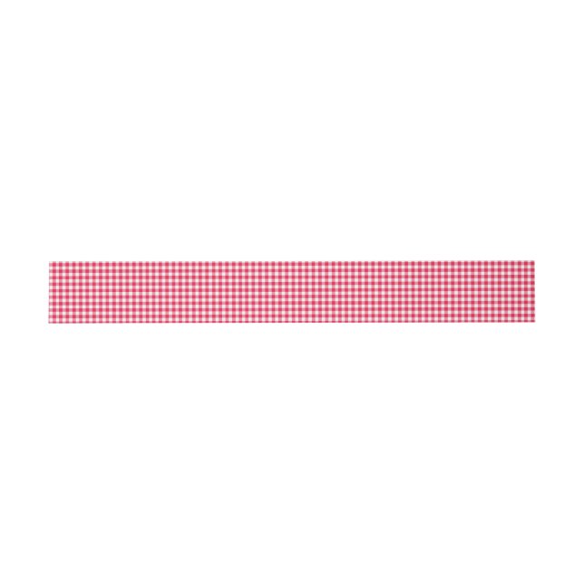 Classic Red and White Gingham Pattern Rustic Invitation Belly Band (Flat)