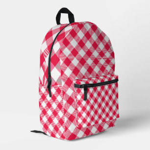 Classic Red and White Gingham Pattern Rustic Printed Backpack