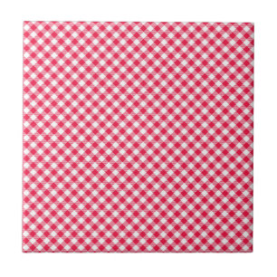 Classic Red and White Gingham Pattern Rustic Tile