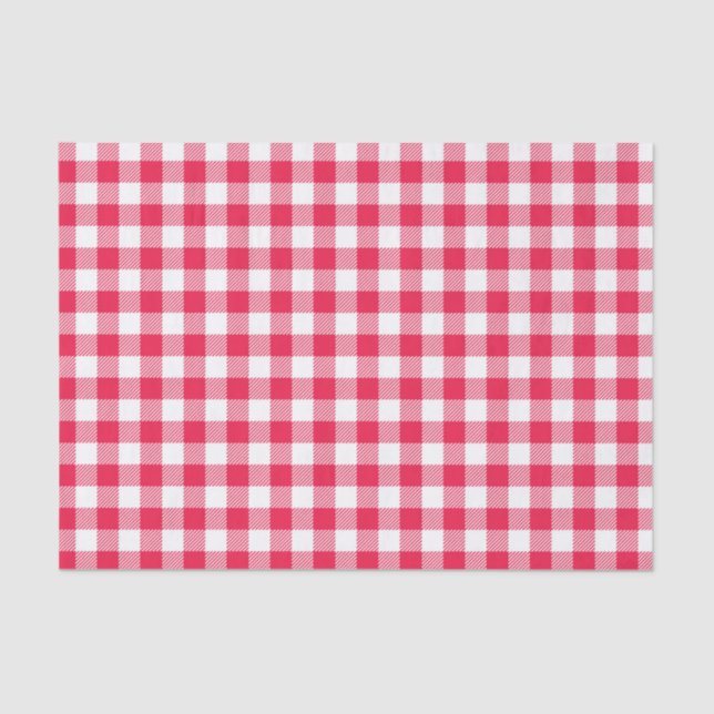 Classic Red and White Gingham Pattern Rustic Tissue Paper (Front)