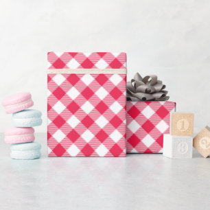 Classic Red and White Gingham Pattern Rustic Wrapping Paper