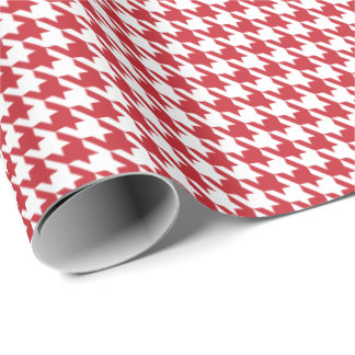 Classic Red and White Houndstooth Pattern Wrapping Paper