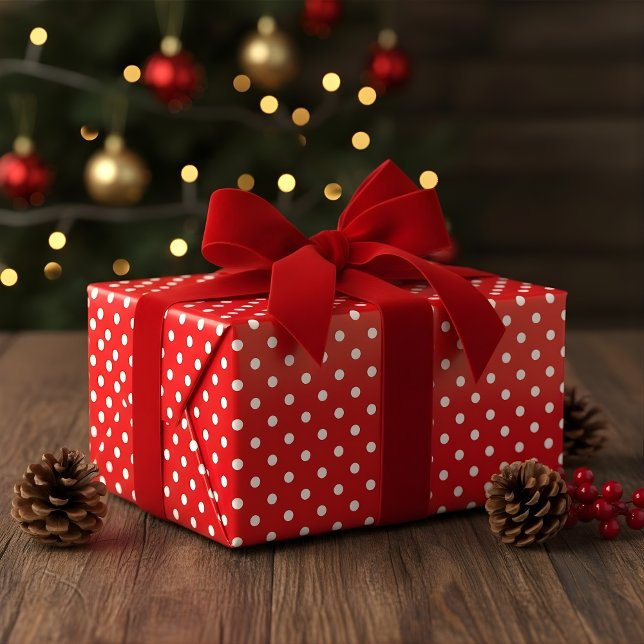 Classic Red and White Polka Dot Wrapping Paper (Creator Uploaded)