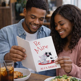 Classic Red and White Valentine Pets Holiday Card