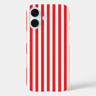 Classic Red and White Vertical Stripes Pattern iPhone 16 Case