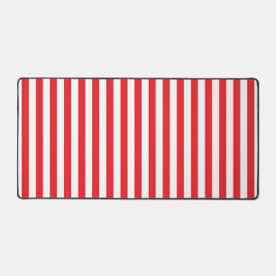 Classic Red and White Vertical Stripes Pattern Desk Mat