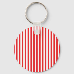 Classic Red and White Vertical Stripes Pattern Key Ring