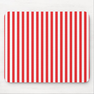 Classic Red and White Vertical Stripes Pattern Mouse Pad