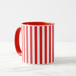 Classic Red and White Vertical Stripes Pattern Mug