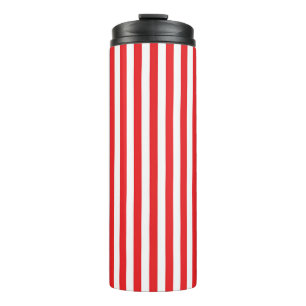 Classic Red and White Vertical Stripes Pattern Thermal Tumbler