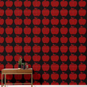 Classic Red Apple Fruit Icon over Solid Black Wallpaper