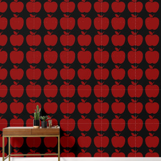 Classic Red Apple Fruit Icon over Solid Black Wallpaper