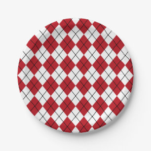 Classic Red Argyle BBQ Picnic Summer Paper Plate