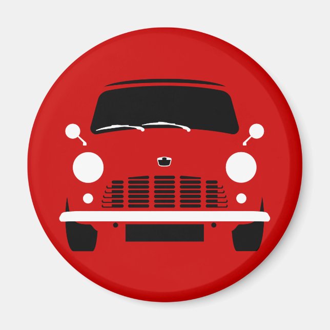 Classic Red Austin Mini Van Magnet (Front)