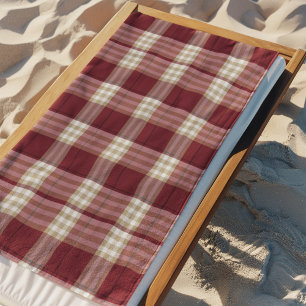 Classic Red Beige Plaid Beach Towel