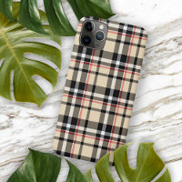 Classic Red Beige Tan Black White Plaid Pattern