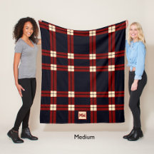 Classic red, black and cream plaid monogram