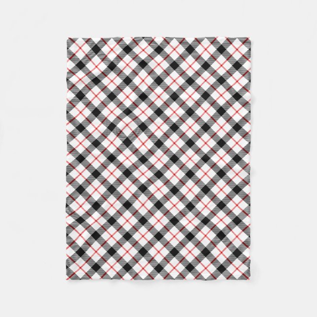 Classic Red Black and White Plaid Fleece Blanket (Front)