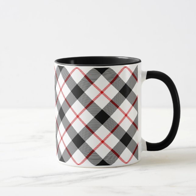 Classic Red Black and White Plaid Mug (Right)