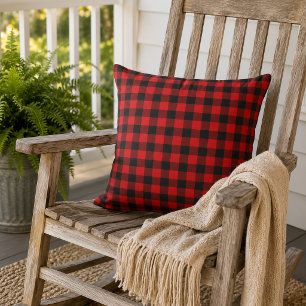 Classic Red Black Buffalo Check Plaid Pattern Cushion