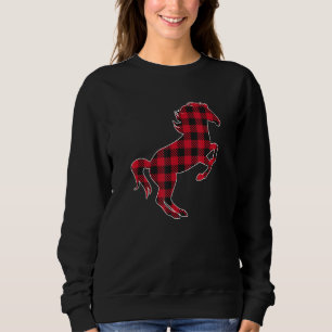 Classic Red & Black Buffalo Plaid Horse Lumberjack Sweatshirt
