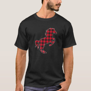 Classic Red & Black Buffalo Plaid Horse Lumberjack T-Shirt