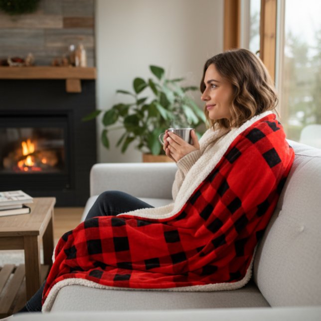 Classic Red & Black Buffalo Plaid Sherpa Blanket (Creator Uploaded)