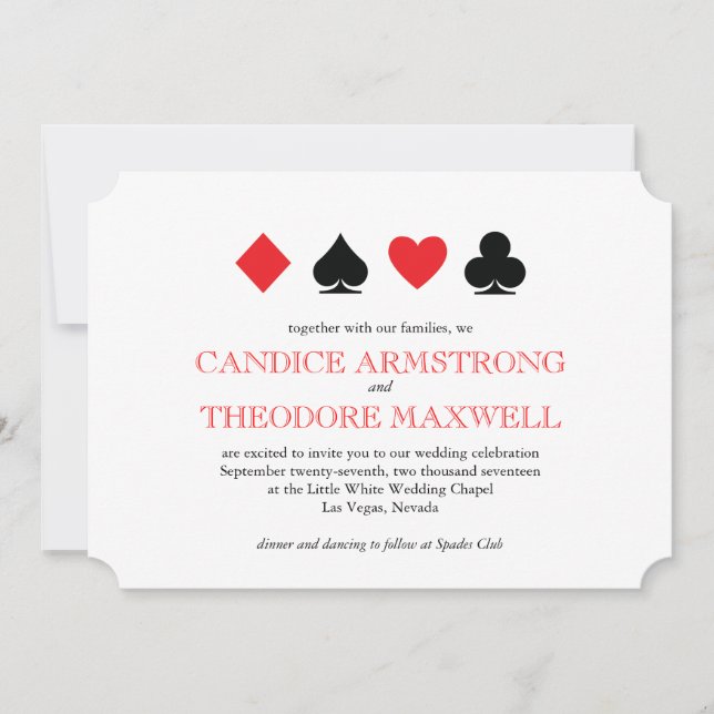 Classic Red Black Card Suits Las Vegas Wedding (Front)