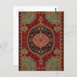 Classic Red Black & Green,Persian Rug Carpet Postcard