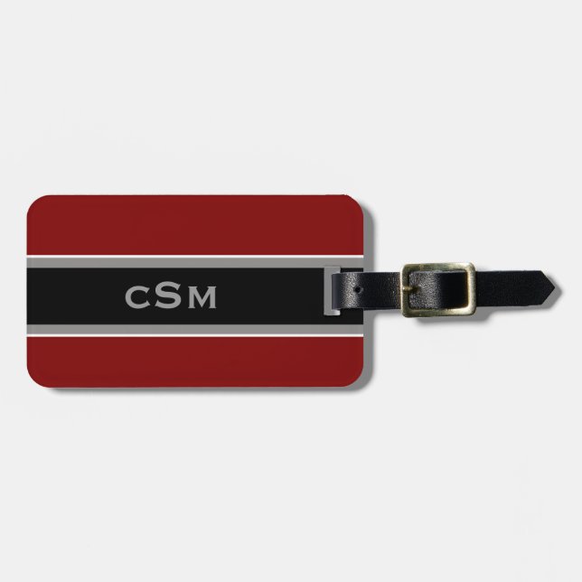 Classic Red Black Grey Luggage Tag (Front Horizontal)