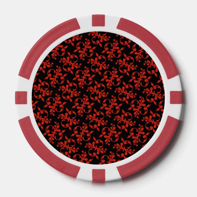 Classic Red Black Pattern Poker Chips (Front)