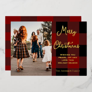 Classic Red & Black Plaid Family Photo Christmas