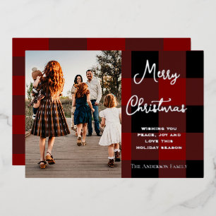 Classic Red & Black Plaid Family Photo Christmas